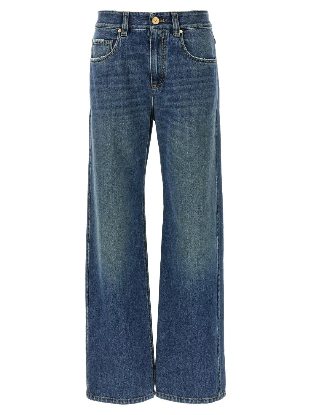 Brunello Cucinelli Blue Cotton Relaxed Fit Jeans