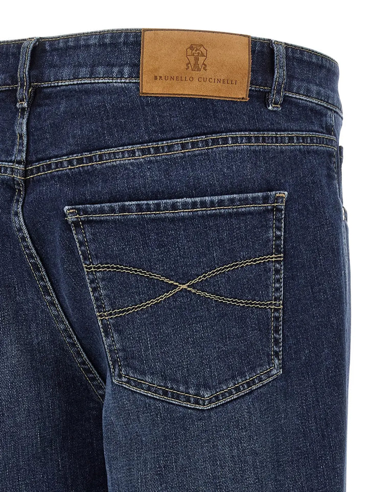 Brunello Cucinelli Blue Cotton Straight-leg Jeans