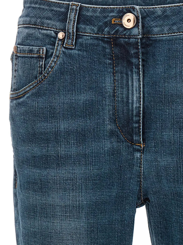 Brunello Cucinelli Blue Cotton Straight-leg Jeans