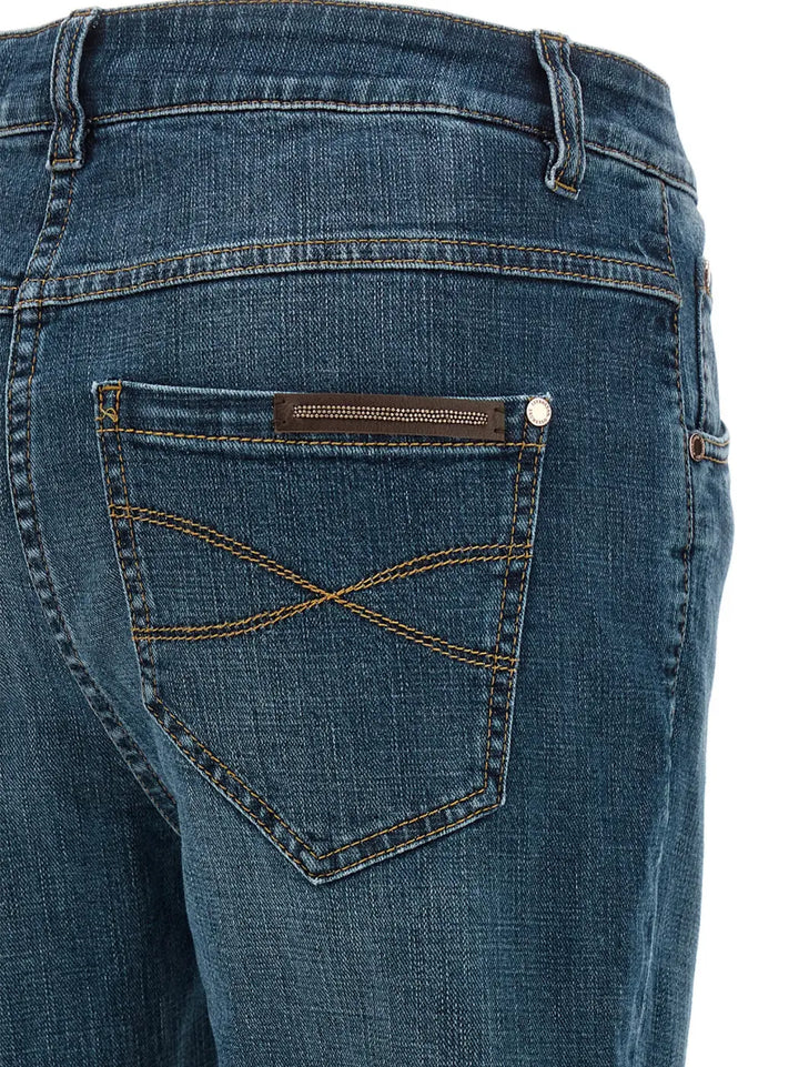 Brunello Cucinelli Blue Cotton Straight-leg Jeans