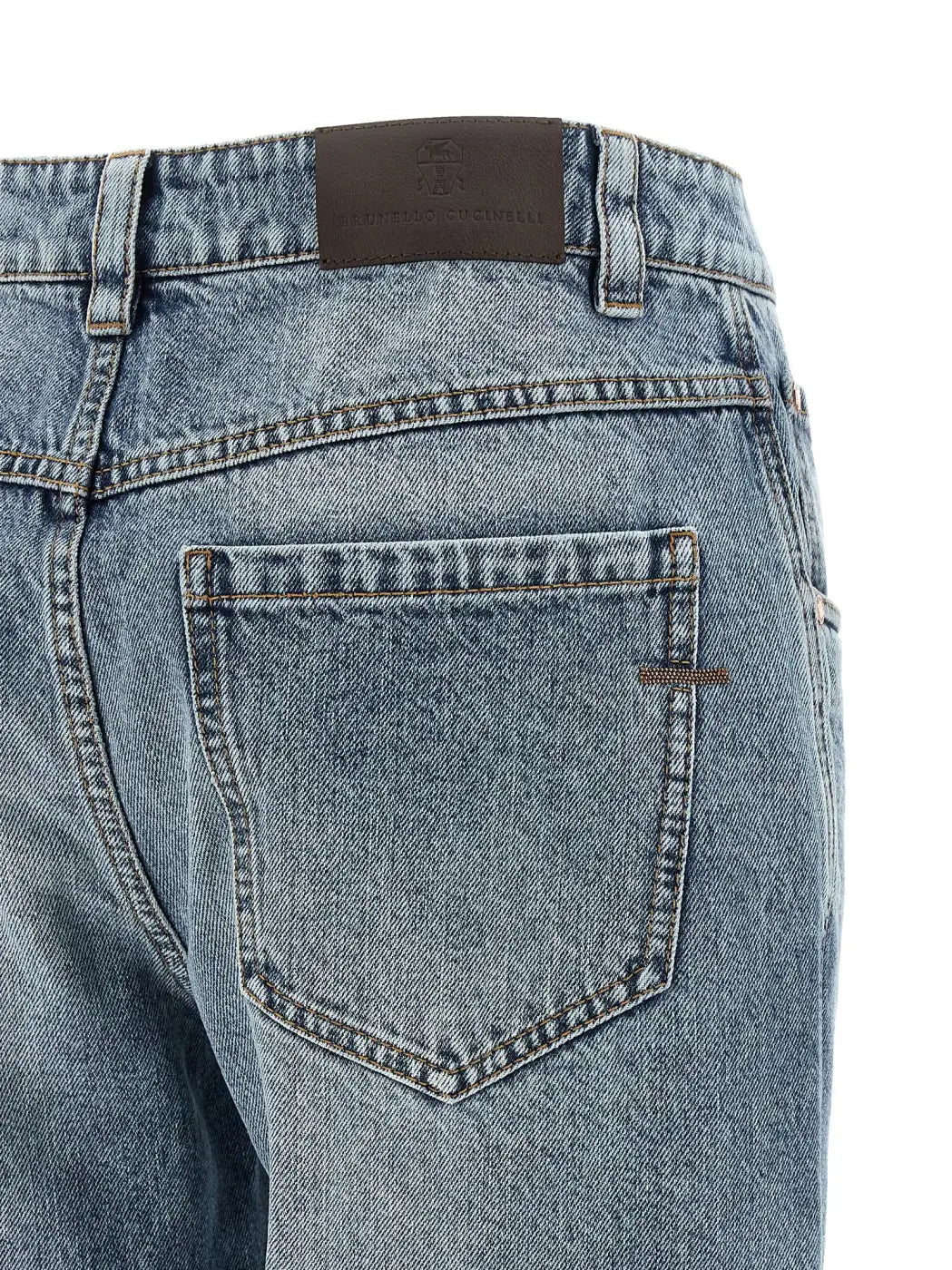 Brunello Cucinelli Blue Cotton Straight-leg Jeans