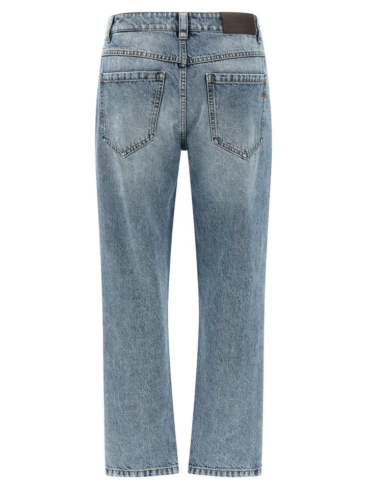 Brunello Cucinelli Blue Cotton Straight-leg Jeans