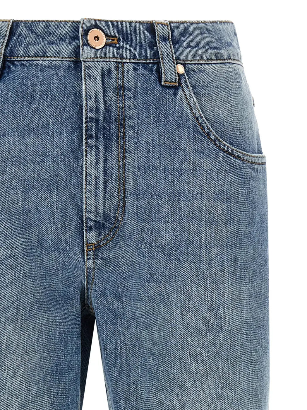 Brunello Cucinelli Blue Cotton Straight-leg Jeans