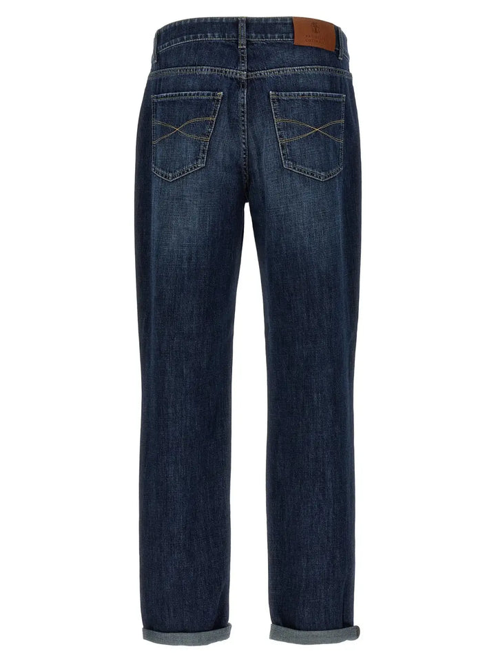 Brunello Cucinelli Blue Cotton Straight-leg Jeans