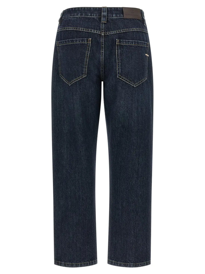 Brunello Cucinelli Blue Cotton Straight-leg Jeans