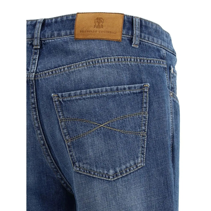 Brunello Cucinelli Blue Cotton Straight-leg Jeans