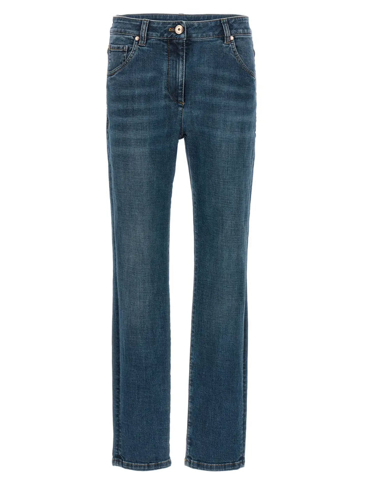 Brunello Cucinelli Blue Cotton Straight-leg Jeans