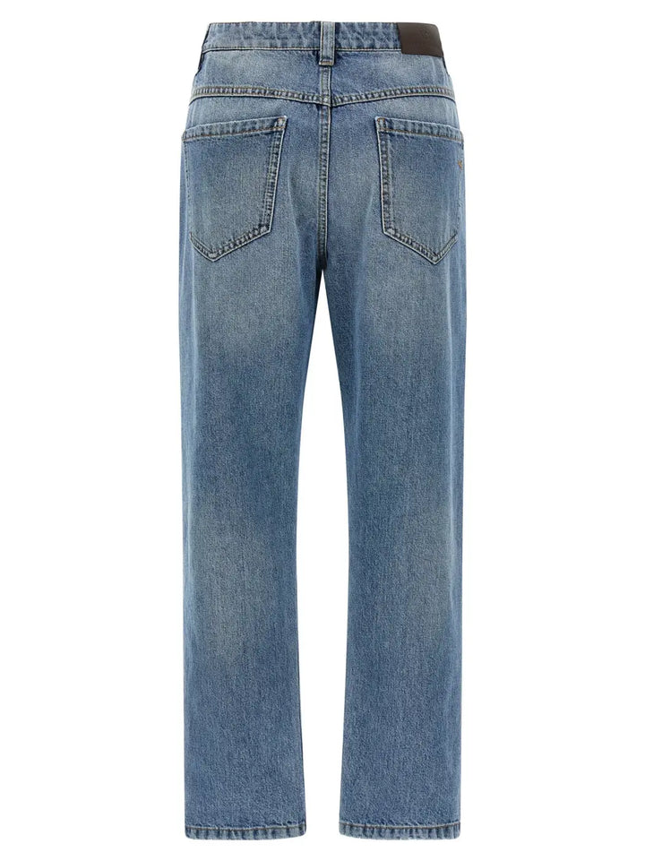 Brunello Cucinelli Blue Cotton Straight-leg Jeans