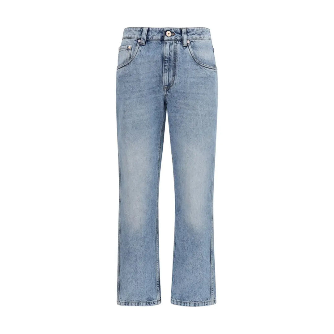 Brunello Cucinelli Blue Cotton Straight-Leg Jeans