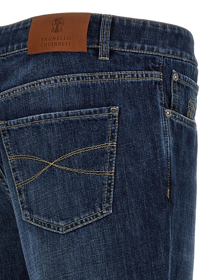 Brunello Cucinelli Blue Cotton Straight-leg Jeans