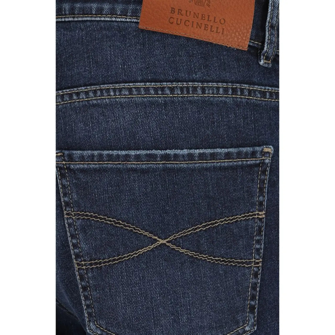 Brunello Cucinelli Blue Cotton Straight-leg Jeans