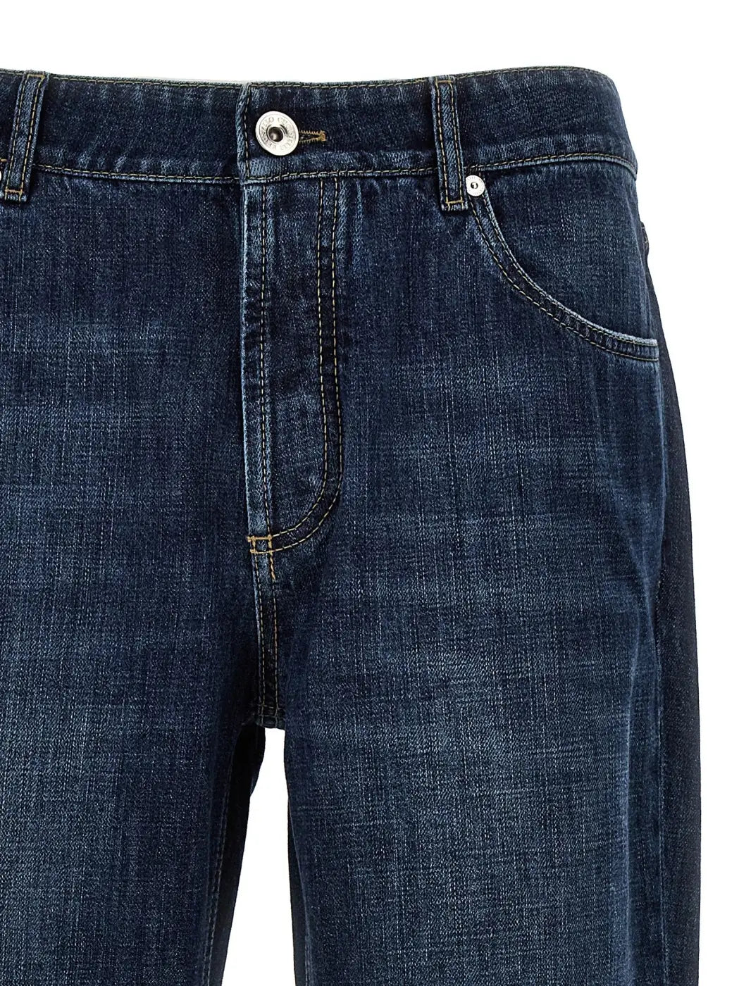 Brunello Cucinelli Blue Cotton Straight-leg Jeans