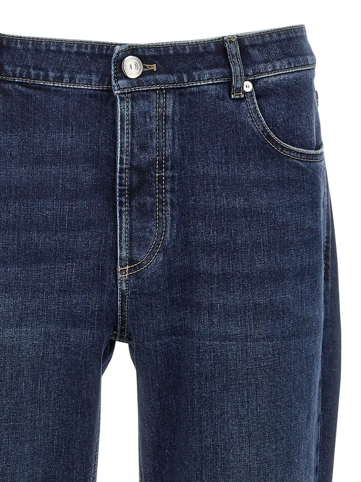 Brunello Cucinelli Blue Cotton Straight-leg Jeans