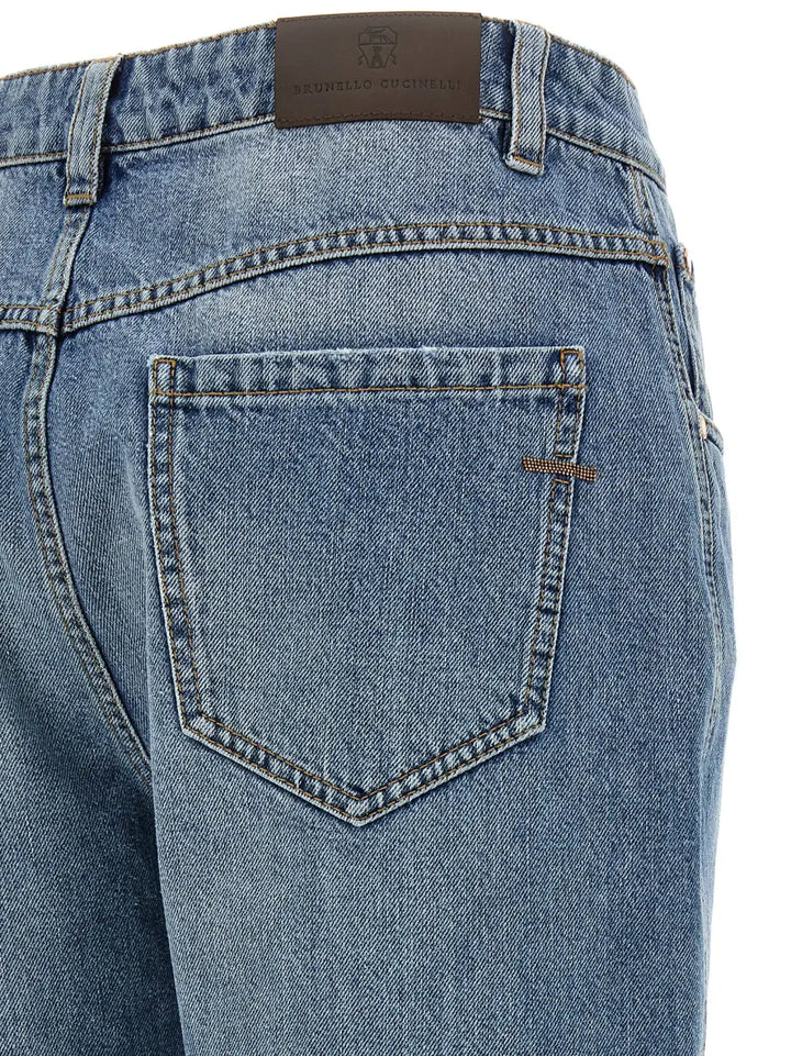 Brunello Cucinelli Blue Cotton Straight-leg Jeans