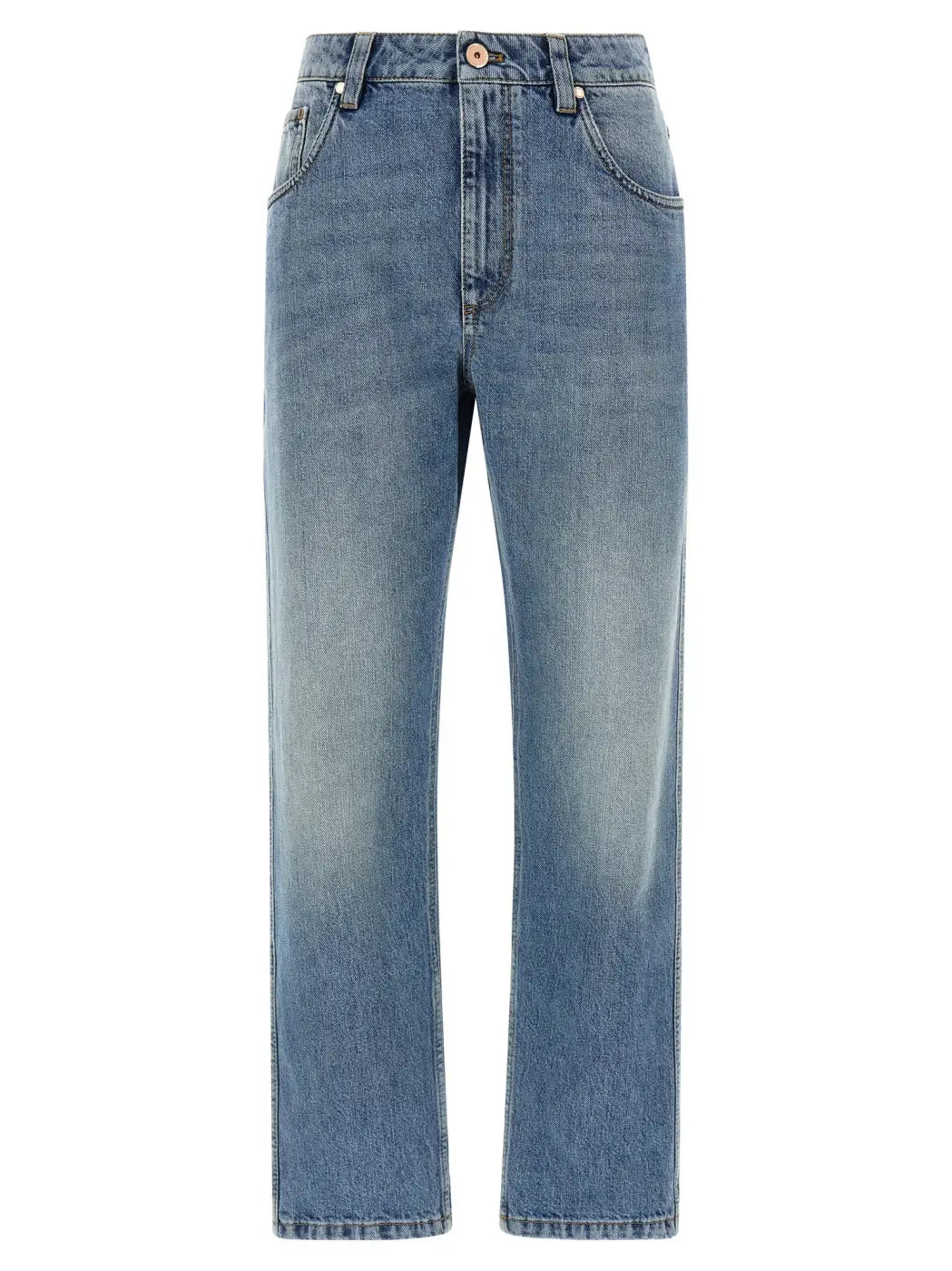 Brunello Cucinelli Blue Cotton Straight-leg Jeans