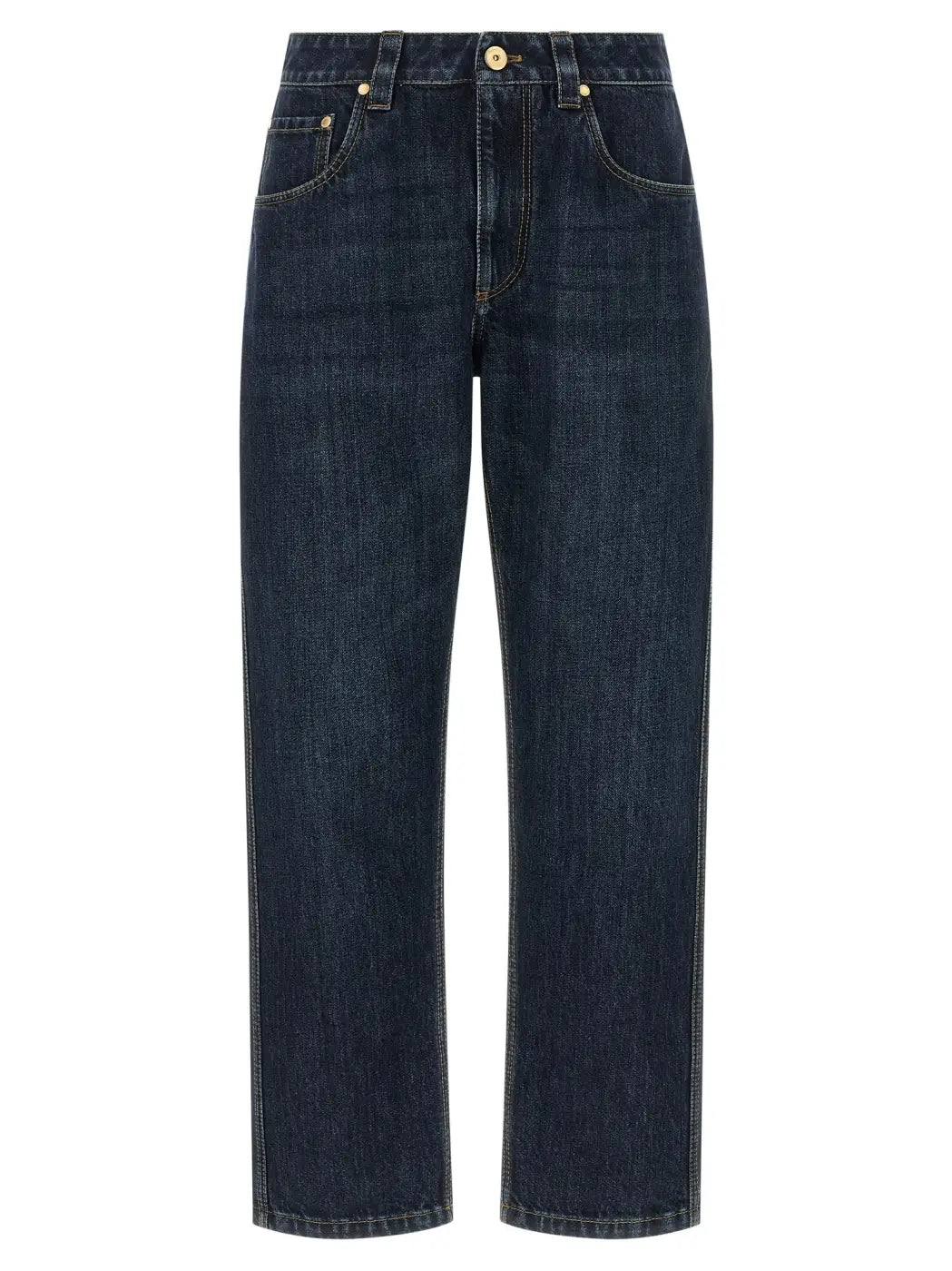 Brunello Cucinelli Blue Cotton Straight-leg Jeans