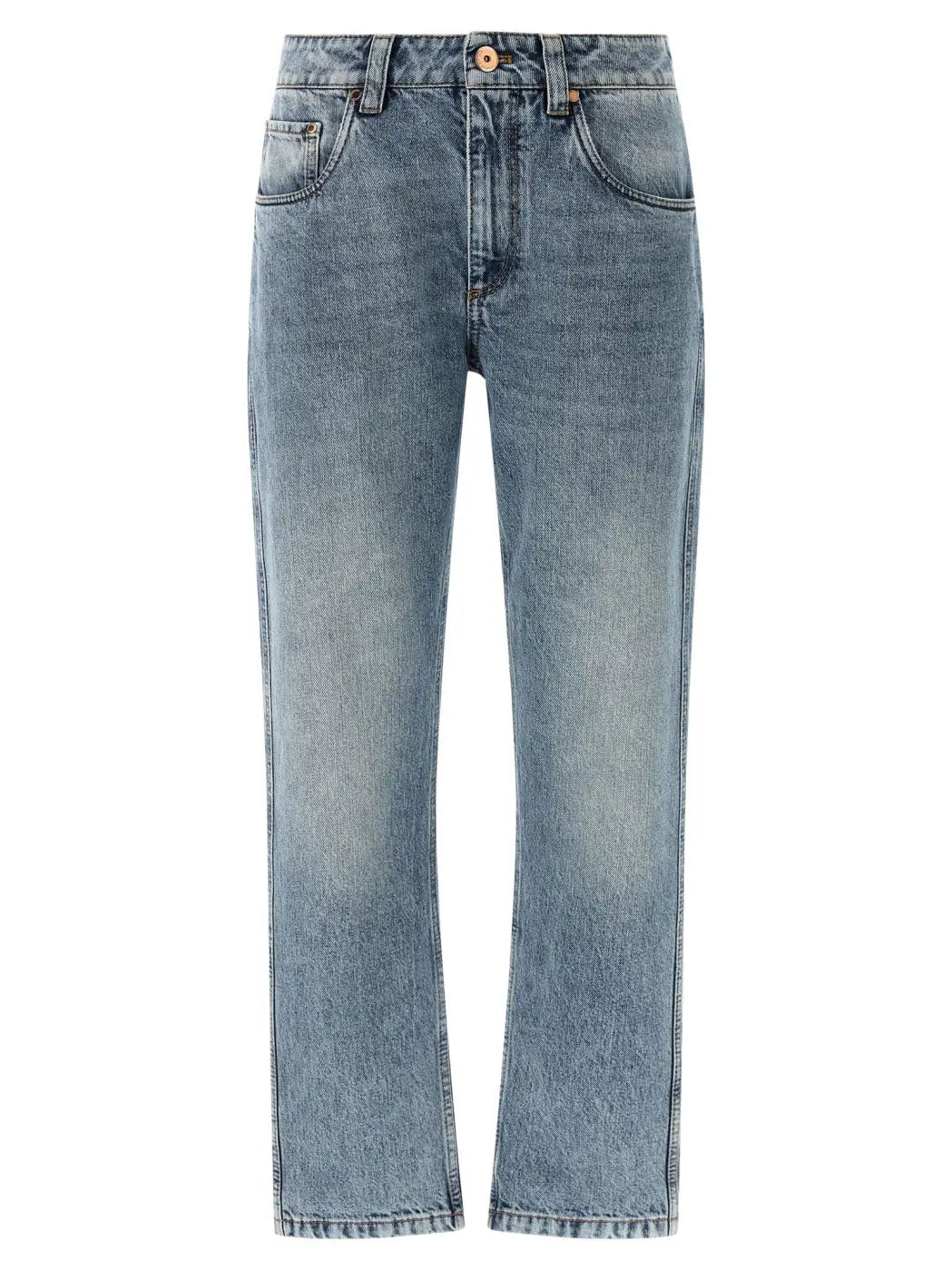 Brunello Cucinelli Blue Cotton Straight-leg Jeans