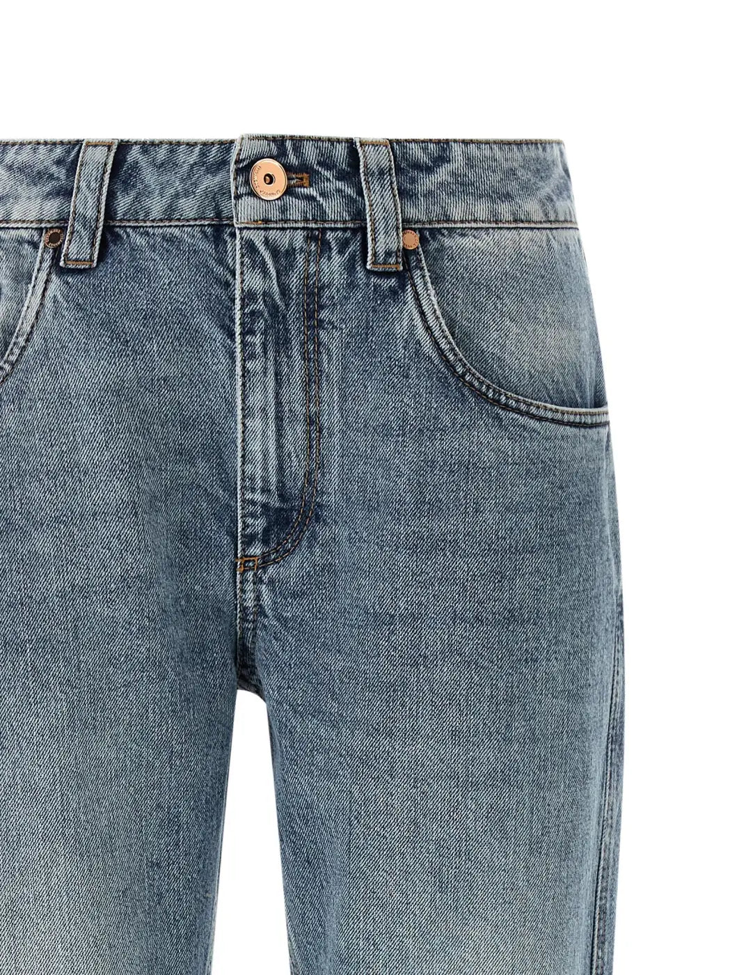 Brunello Cucinelli Blue Cotton Straight-leg Jeans