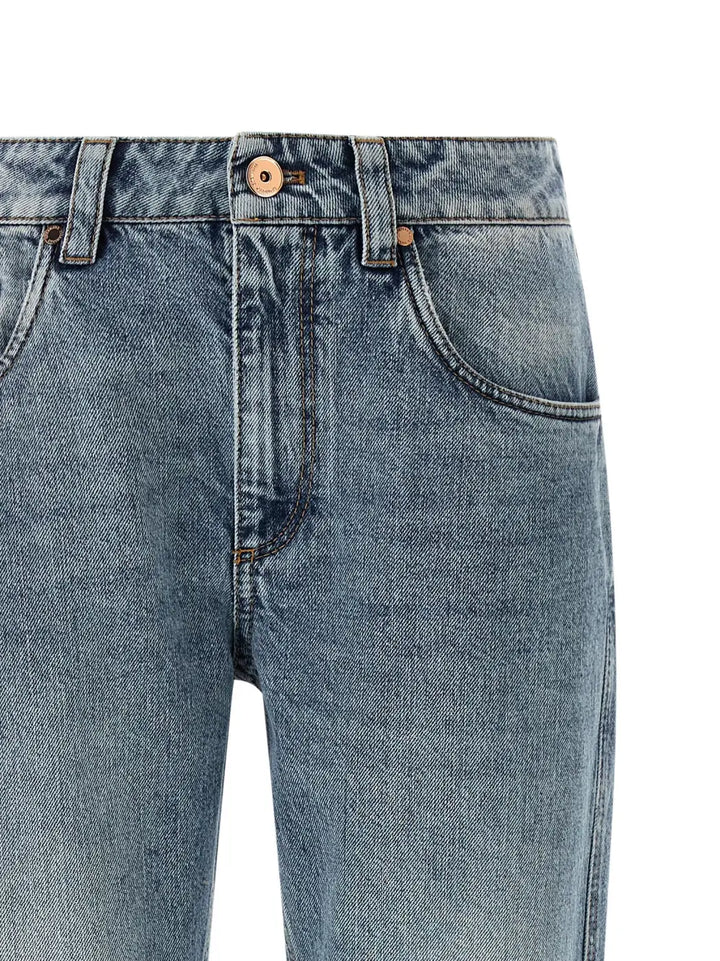 Brunello Cucinelli Blue Cotton Straight-leg Jeans