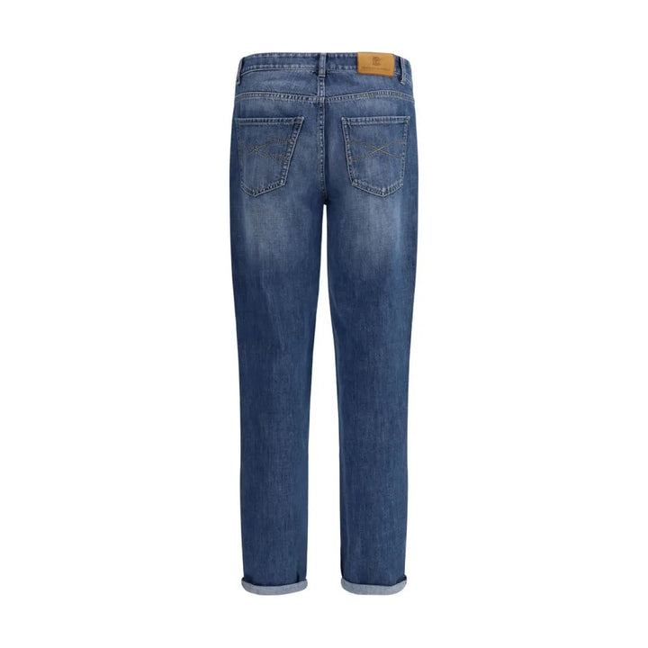 Brunello Cucinelli Blue Cotton Straight-leg Jeans