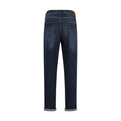 Brunello Cucinelli Blue Cotton Straight-Leg Jeans