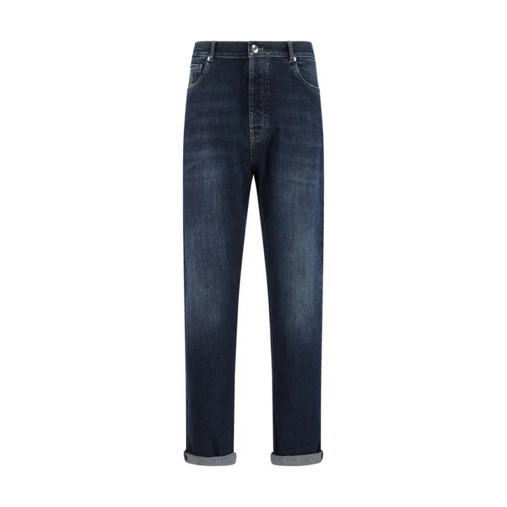 Brunello Cucinelli Blue Cotton Straight-Leg Jeans
