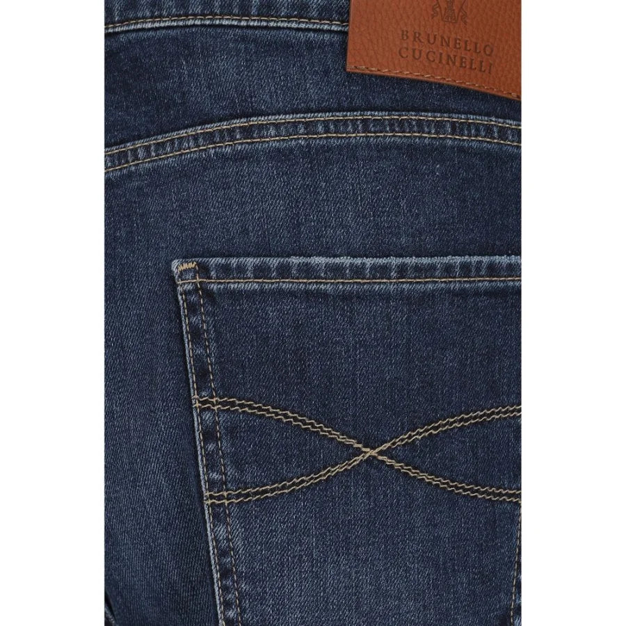 Brunello Cucinelli Blue Cotton Straight-Leg Jeans
