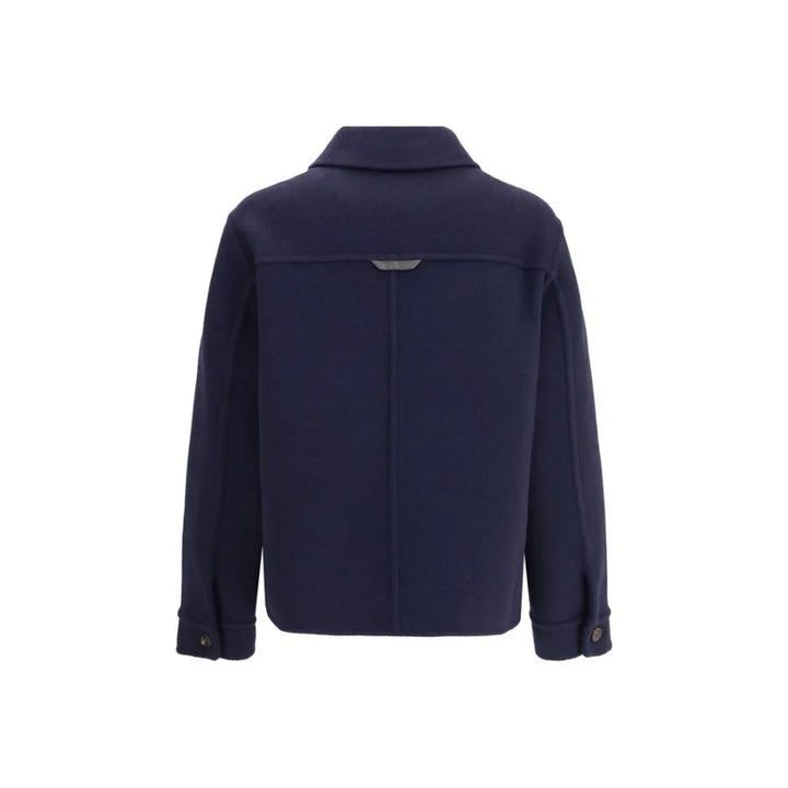 Brunello Cucinelli Blue Fleece Wool Coat
