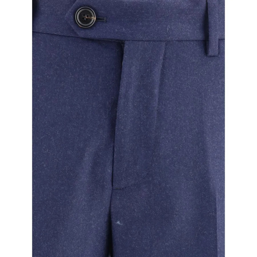 Brunello Cucinelli Blue Fleece Wool Pants