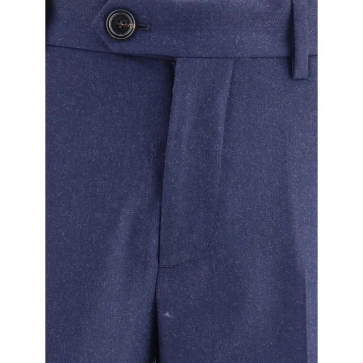 Brunello Cucinelli Blue Fleece Wool Pants