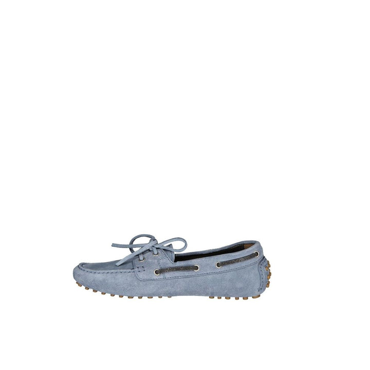 Brunello Cucinelli Blue Leather Slip-on Loafers