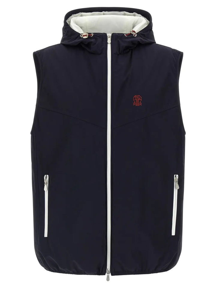Brunello Cucinelli Blue Polyamide Sleeveless Jacket