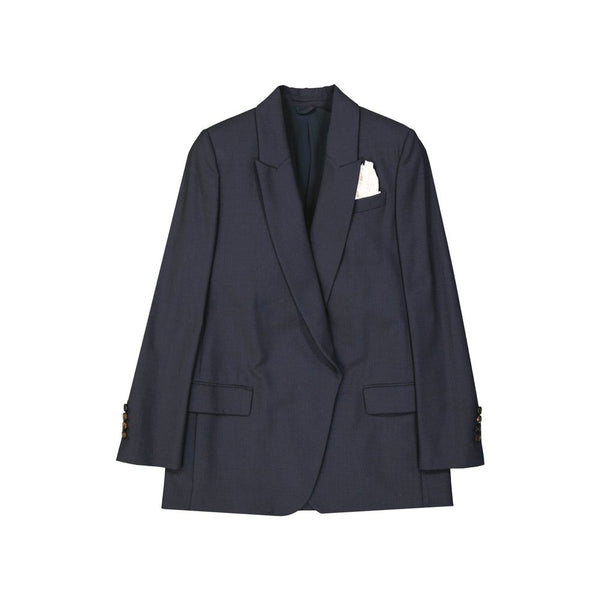 Brunello Cucinelli Overcoats - Blue Virgin Wool Coat