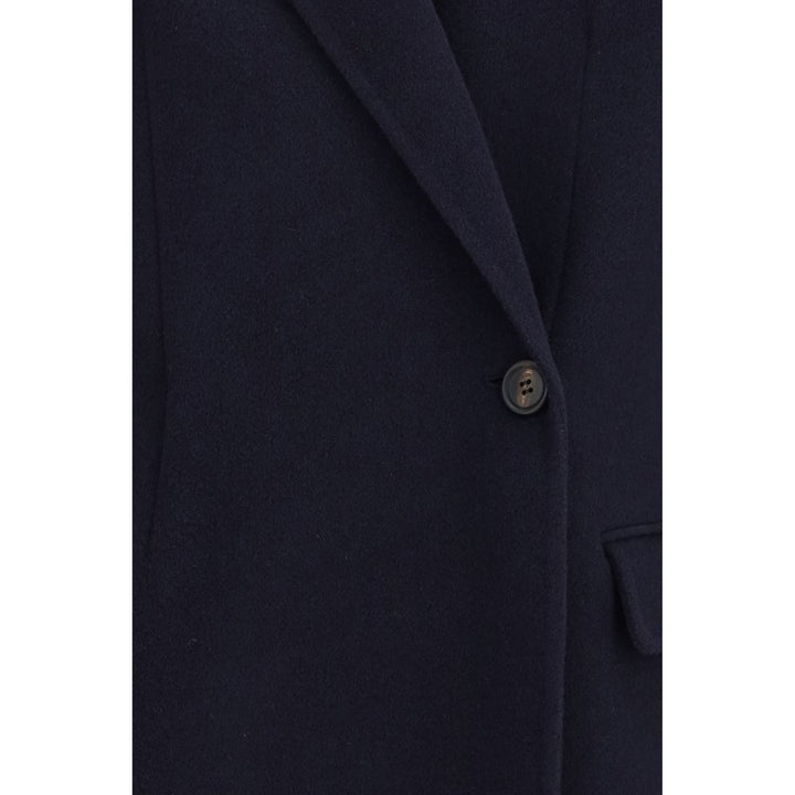 Brunello Cucinelli Overcoats - Blue Wool Oves Aries Full-Length Jacket