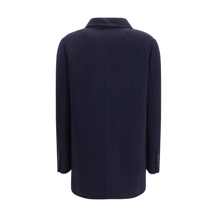 Brunello Cucinelli Overcoats - Blue Wool Oves Aries Full-Length Jacket