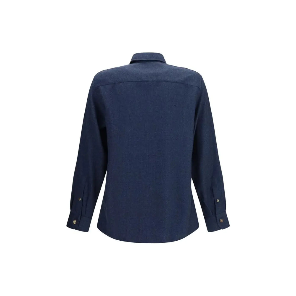 Brunello Cucinelli Blue Wool Oves Aries Shirt