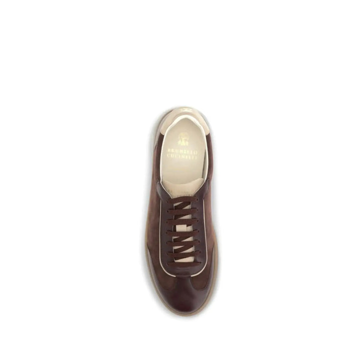 Brunello Cucinelli Bordeaux Calf Leather Bos Taurus Low Top Sneakers