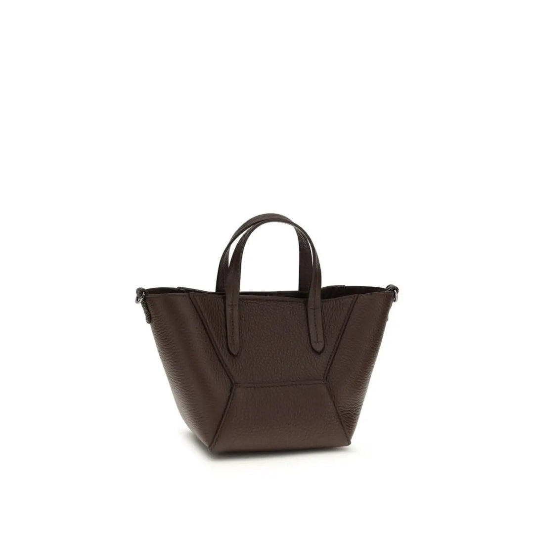 Brunello Cucinelli Bordeaux Calf Leather Bos Taurus Shoulder Bag