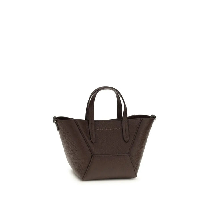 Brunello Cucinelli Bordeaux Calf Leather Bos Taurus Shoulder Bag