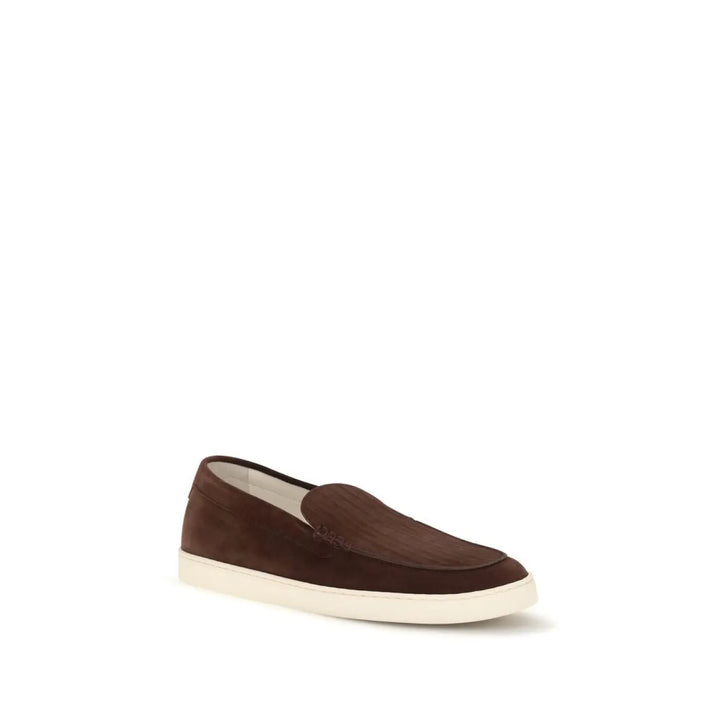 Brunello Cucinelli Bordeaux Calf Leather Bos Taurus Slip-on Loafers