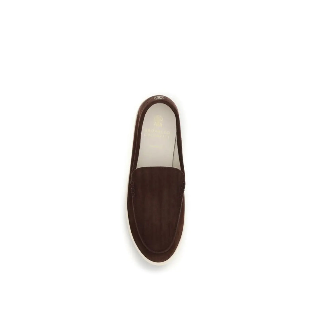 Brunello Cucinelli Bordeaux Calf Leather Bos Taurus Slip-on Loafers