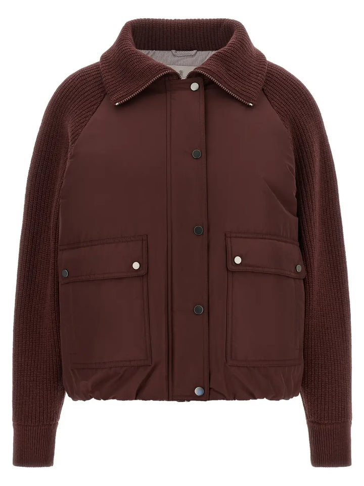 Brunello Cucinelli Bordeaux Cotton Bomber