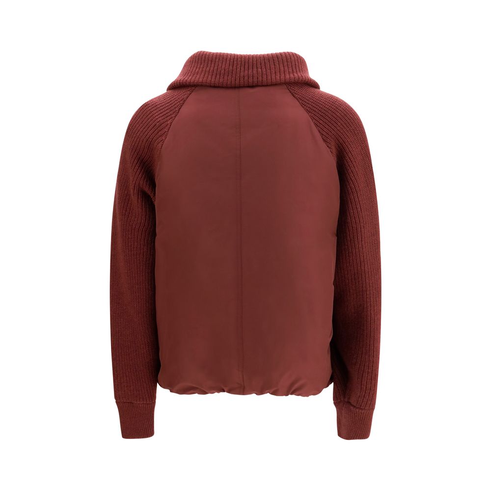 Brunello Cucinelli Puffer Jackets - Bordeaux Polyester Full-Length Jacket
