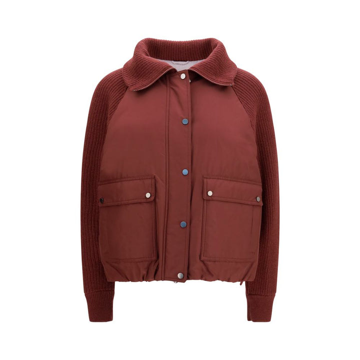 Brunello Cucinelli Puffer Jackets - Bordeaux Polyester Full-Length Jacket