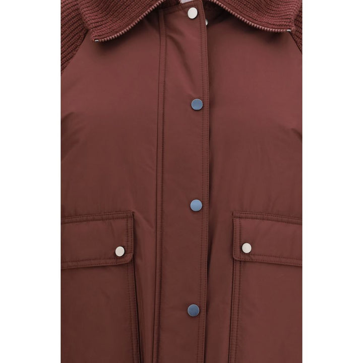 Brunello Cucinelli Puffer Jackets - Bordeaux Polyester Full-Length Jacket