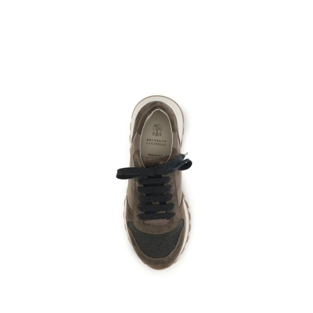 Brunello Cucinelli Brown Calf Leather Bos Taurus Athletic Sneakers