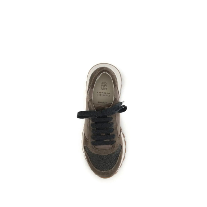 Brunello Cucinelli Brown Calf Leather Bos Taurus Athletic Sneakers