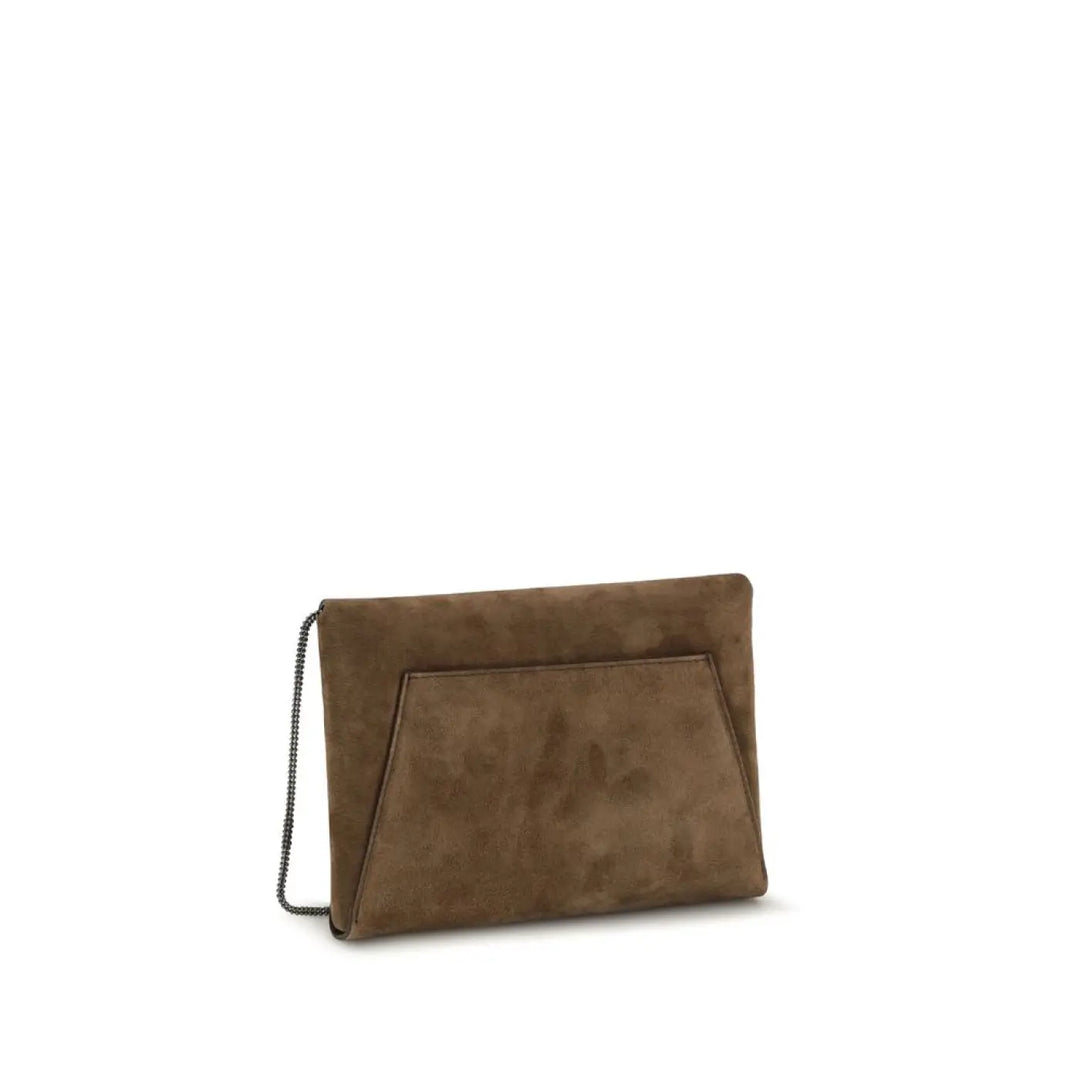 Brunello Cucinelli Brown Calf Leather Bos Taurus Clutch Bag