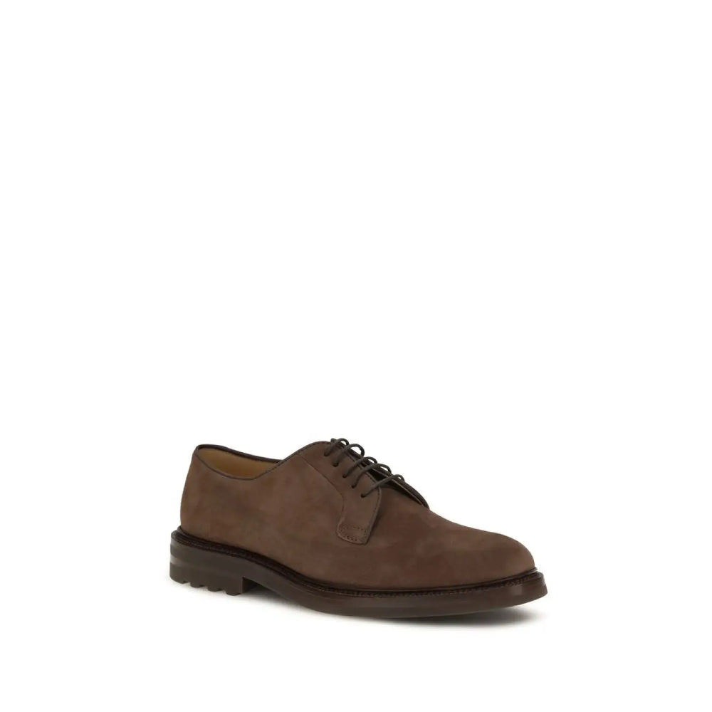 Brunello Cucinelli Brown Calf Leather Bos Taurus Oxfords and Derbies