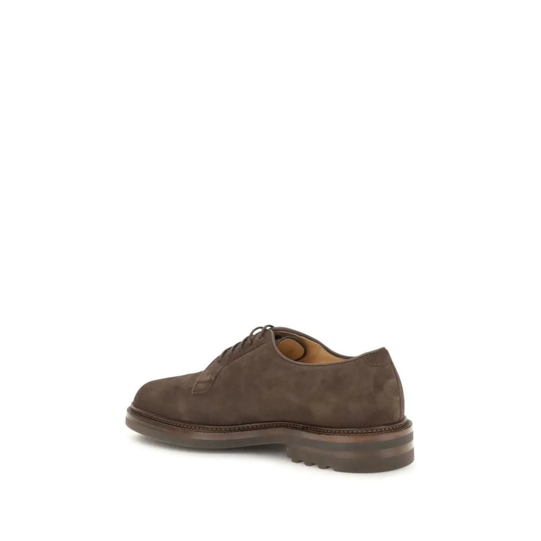 Brunello Cucinelli Brown Calf Leather Bos Taurus Oxfords and Derbies
